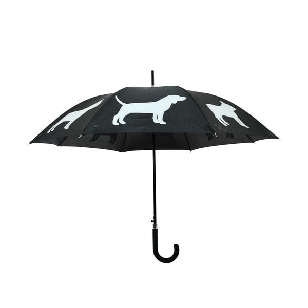 Crno-bijeli kišobran s reflektirajućim elementima Esschert Design Dog