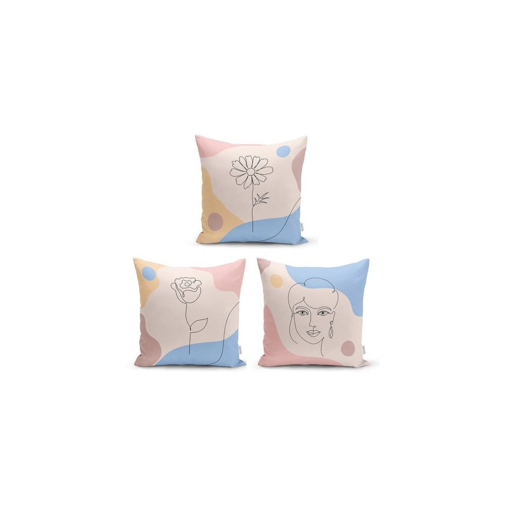 Skup od 3 dekorativni premazi na jastucima Minimalistički jastuk pokriva minimalističke, 45 x 45 cm