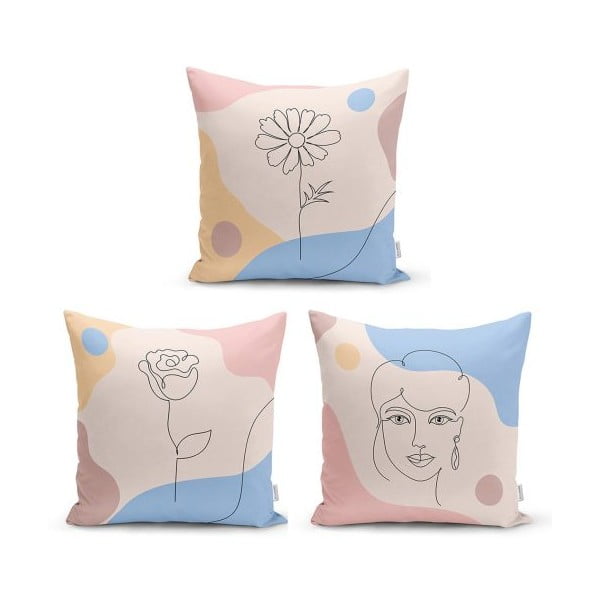 Skup od 3 dekorativni premazi na jastucima Minimalistički jastuk pokriva minimalističke, 45 x 45 cm