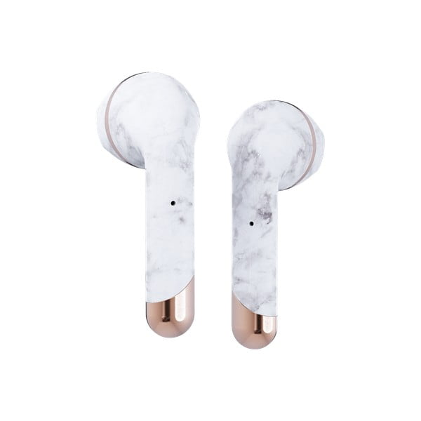 Bežične slušalice u bijeloj mramornoj boji Happy Plugs Air 1 Plus