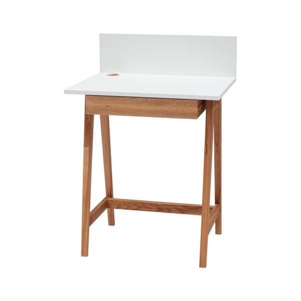 Bijeli radni stol s podnožjem od jasena Ragaba Luka Oak, duljina 65 cm