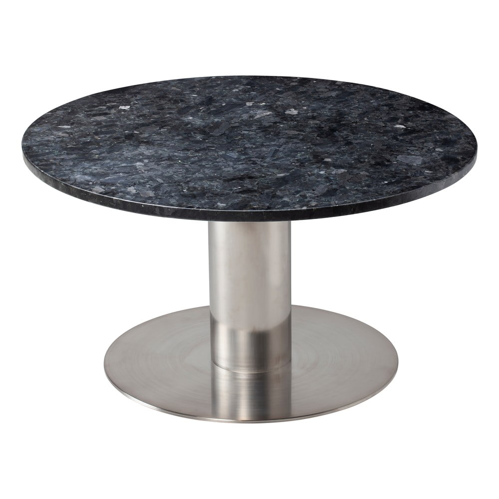 Stolić za kavu od crnog granita s postoljem u srebrnoj boji RGE Pepo, ⌀ 85 cm