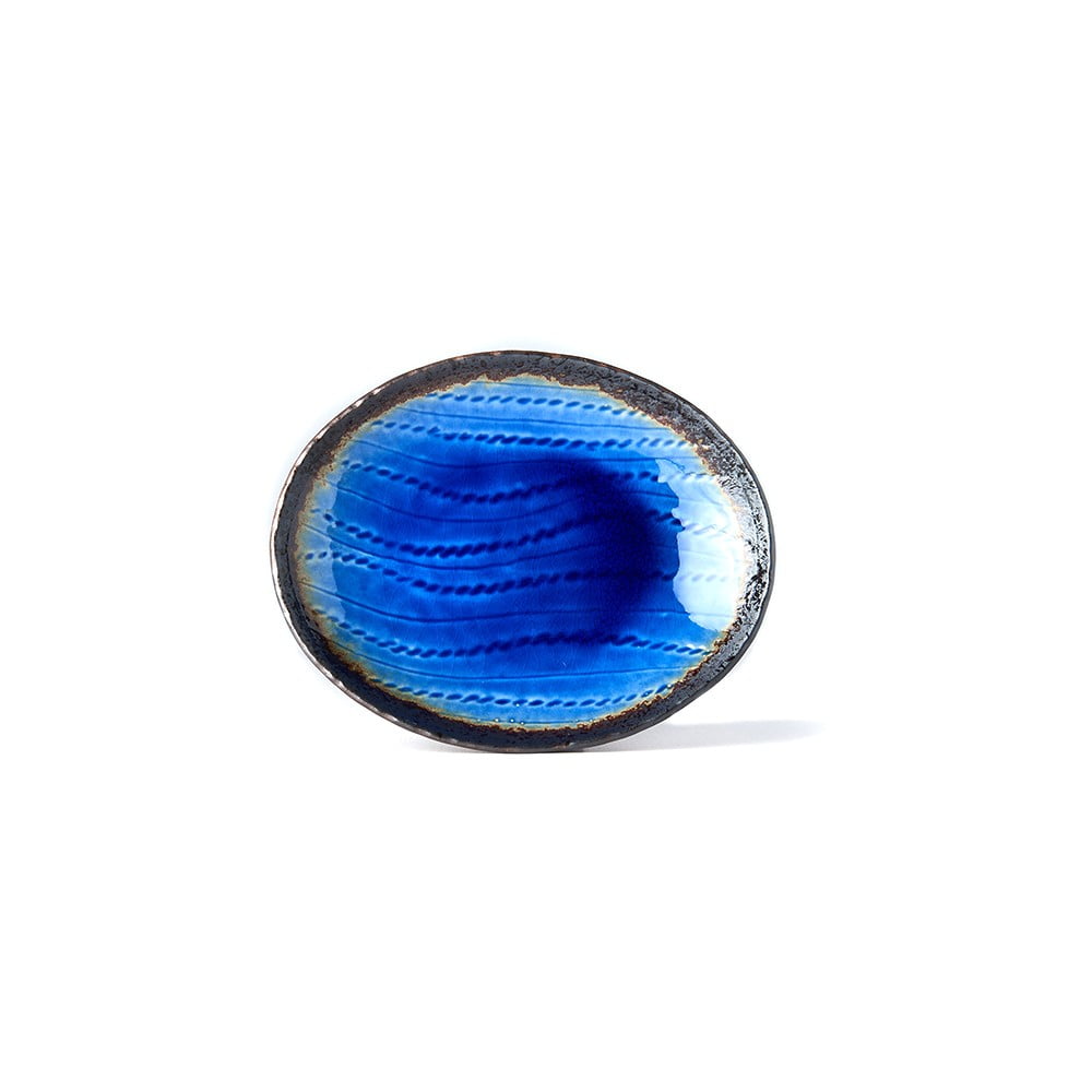 Plavi keramički ovalni tanjur MIJ Cobalt, 24 x 20 cm