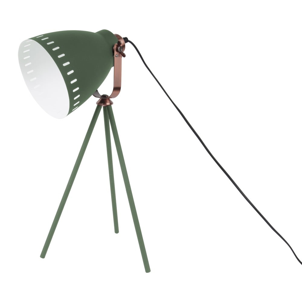 Tamnozelena stolna lampa s bakrenim detaljima Leitmotiv Mingle