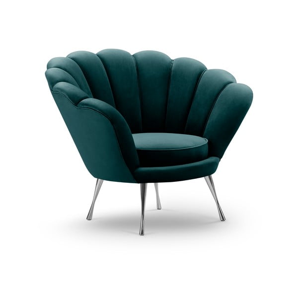 Tamno tirkizno-plava baršunasta fotelja Interieurs 86 Varenne