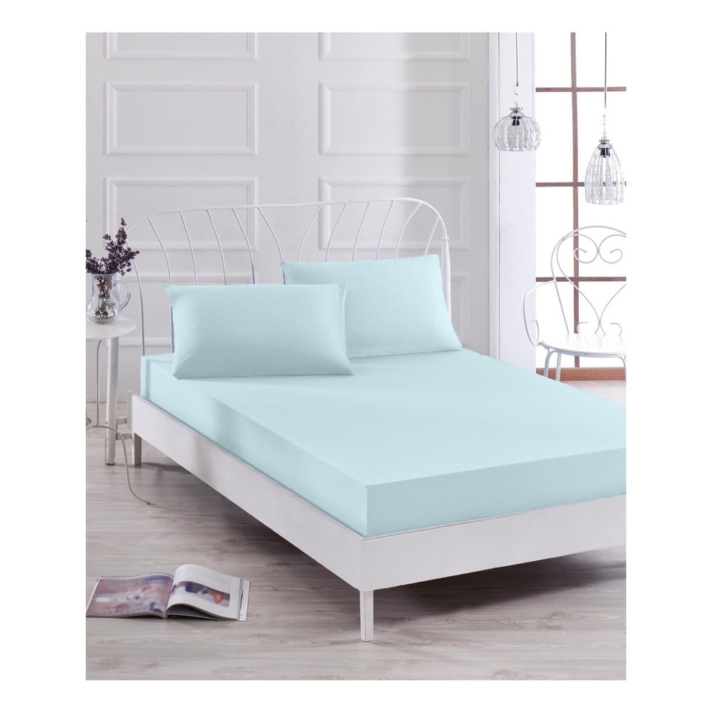 Set svijetloplavih plahti i 2 jastučnice za krevet za jednu osobu Basso Azul, 160 x 200 cm