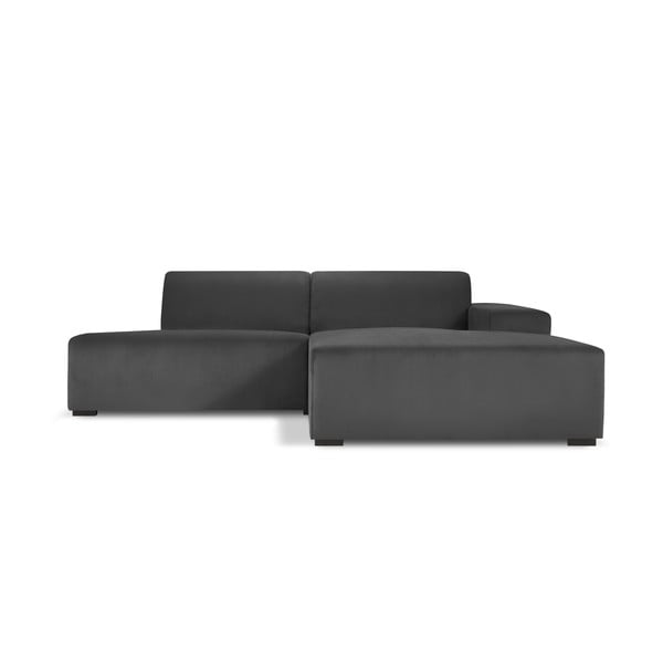 Tamnosiva baršunasta kutna sofa Cosmopolitan Design Hobart, desni kut