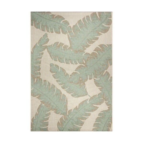 Zeleno-bež otvoreni tepih Ragami list, 70 x 140 cm