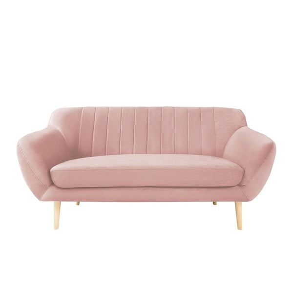 Svijetlo ružičasta sofa od baršuna Mazzini Sofas Sardaigne, 158 cm