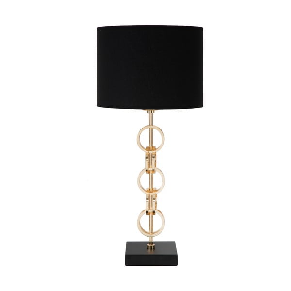 Stolna svjetiljka u crno-zlatnoj boji Mauro Ferretti Glam Rings, visina 54,5 cm