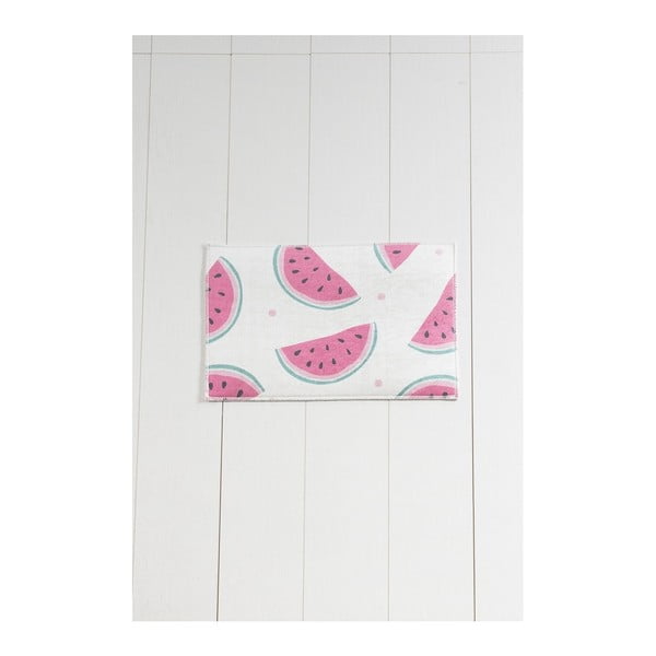 Bijelo-ružičasti kupaonski tepih Tropica Watermelon, 60 x 40 cm