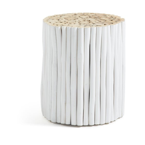 Bijela stolica izrađena od tikovine Kave HomeFilippo, ⌀ 35 cm