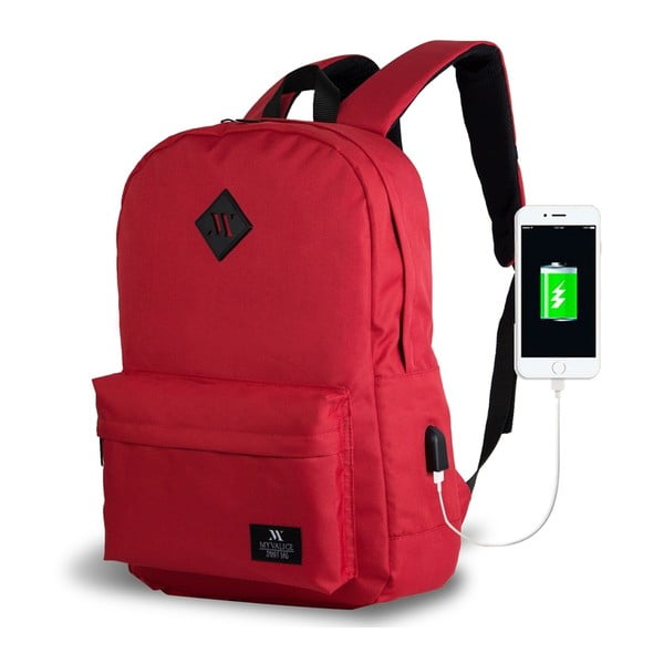Crveni ruksak s USB priključkom My Valice SPECTA Smart Bag