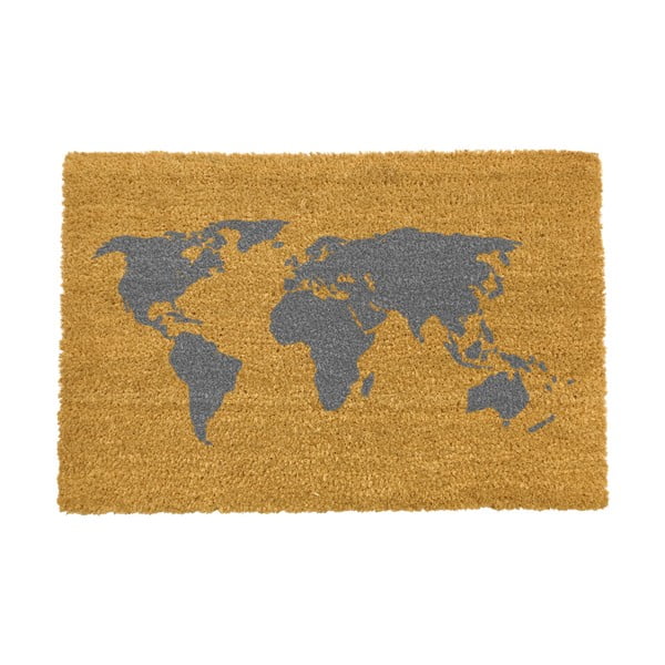 Otirač ​od prirodnih kokosovih vlakana Artsy Doormats World Map, 40 x 60 cm