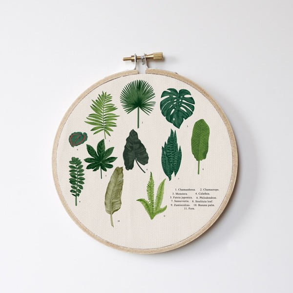 Zidni ukras Surdic Stitch Hoop Leafes Index, ⌀ 27 cm