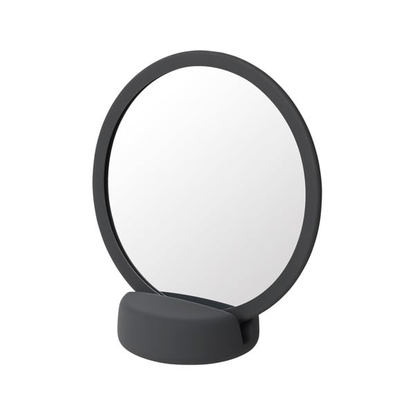 Sivo-crno stolno kozmetičko zrcalo Blomus, visina 18,5 cm