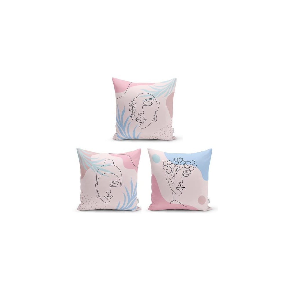 Set od 3 dekorativni premazi na jastucima Minimalistički jastuk pokriva minimalističko lice, 45 x 45 cm