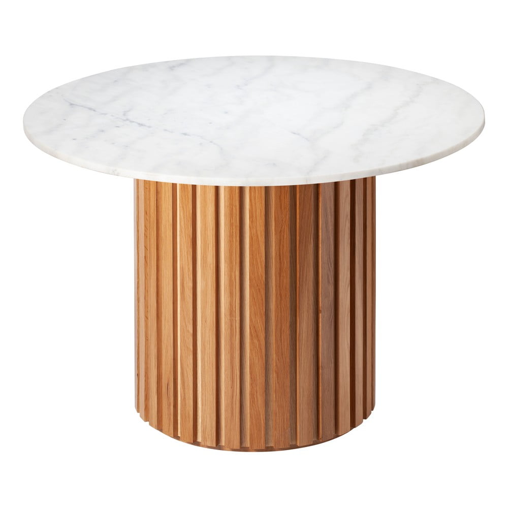 Blagovaonski stol od bijelog mramora s hrastovom bazom RGE Moon, ⌀ 105 cm