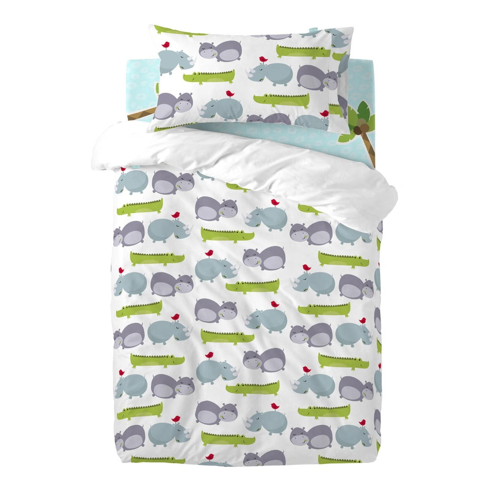Dječja pamučna posteljina na jednom krevetu Fox Hippo, 100 x 120 cm