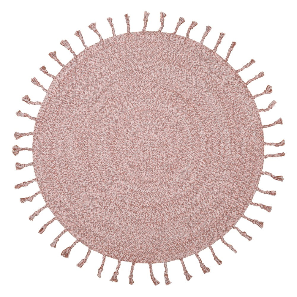 Ružičasti pamučni ručno izrađeni tepih Nattiot Octave, ø 110 cm
