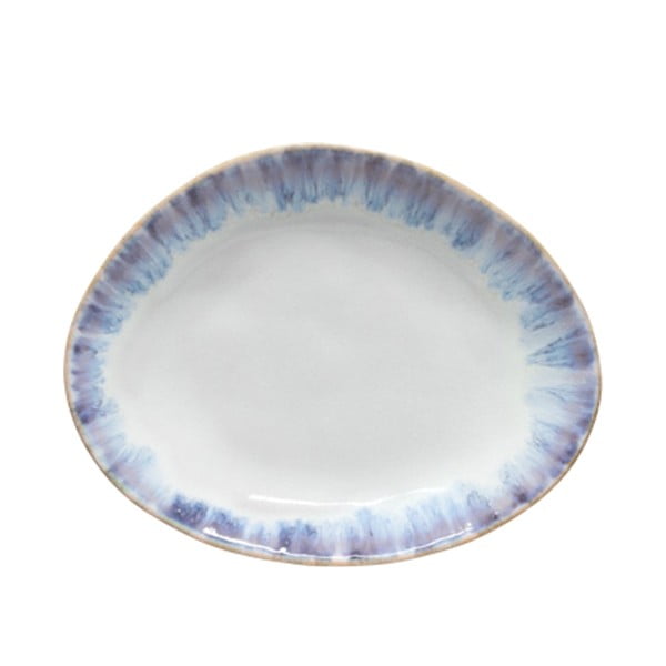 Bijelo-plavi ovalni tanjur od kamenine Costa Nova Brisa, ⌀ 20 cm