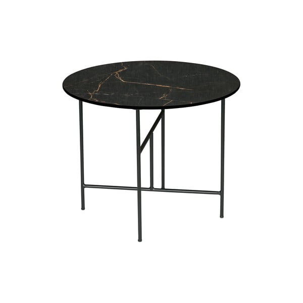 Crni stol s porculanskim pločom WOOOD Vida, ⌀ 60 cm