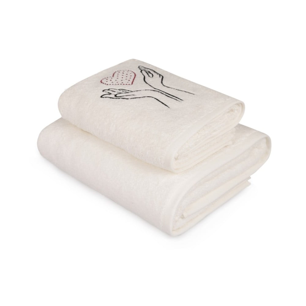 Set bijelih ručnika i bijelih ručnika s detaljima u boji Madame Coco Amour