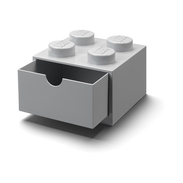 Siva kutija s ladicom LEGO® Brick, 15,8 x 11,3 cm