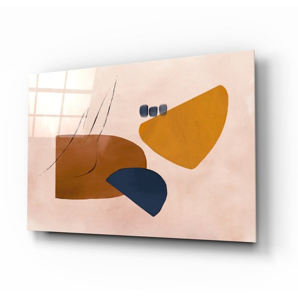 Staklena slika insigne apstraktne smeđe, 72 x 46 cm