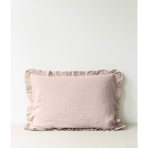 Svjetlosmeđa lanena jastučnica s naboranim rubom Linen Tales, 50 x 60 cm