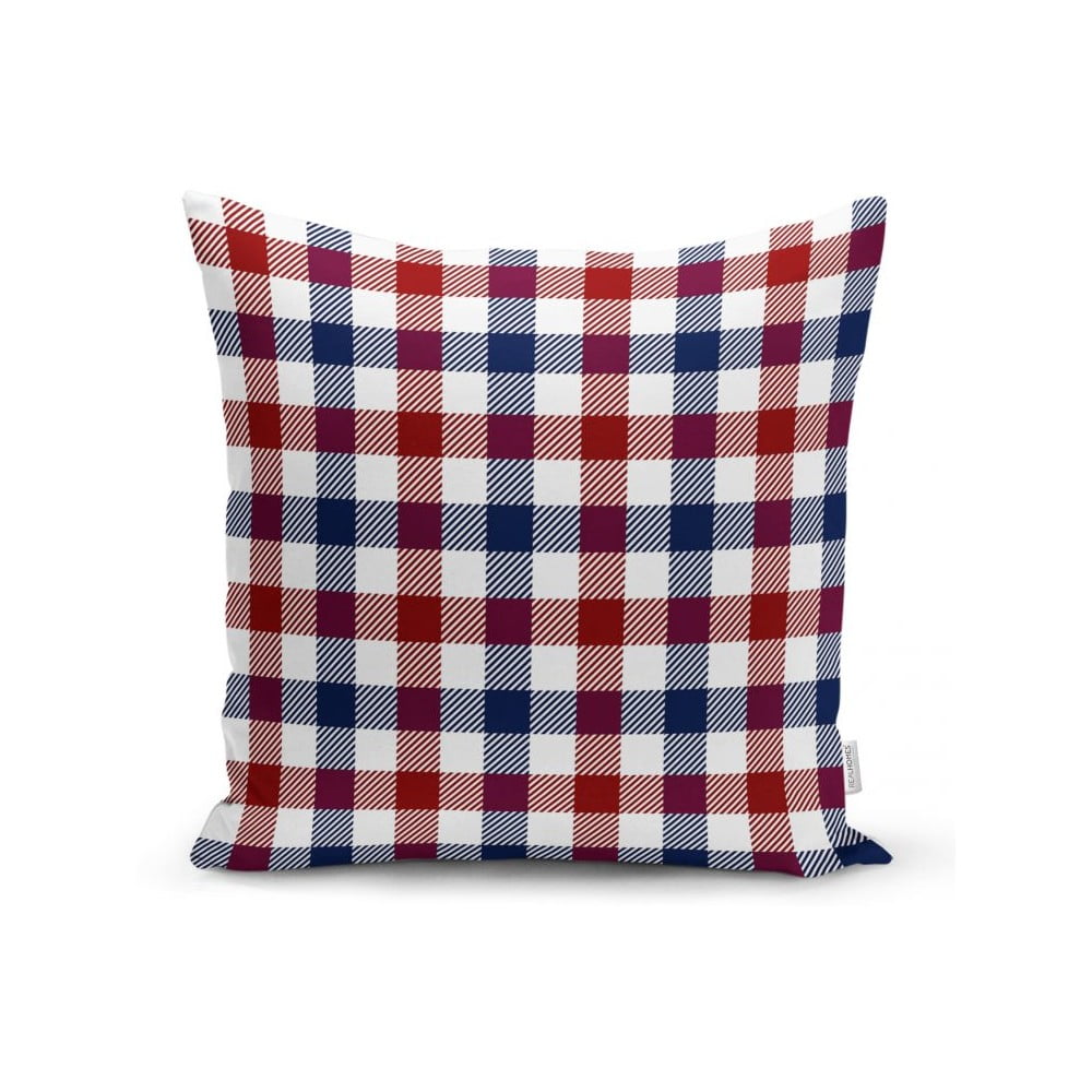 Crveno-plavi dekorativni premaz na minimalističkim jastuk jastuka pokriva flanel, 35 x 55 cm