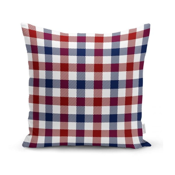 Crveno-plavi dekorativni premaz na minimalističkim jastuk jastuka pokriva flanel, 35 x 55 cm