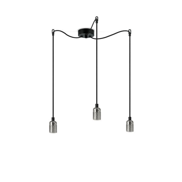 Trodijelna crna viseća lampa s detaljima u boji srebra Bulb Uno Attac