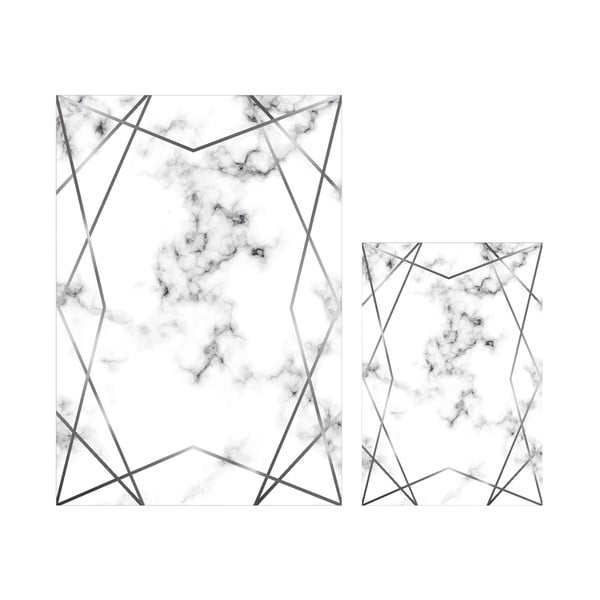 Set od 2 bijelo-sive kupaonske prostirke Mila Home Geometric