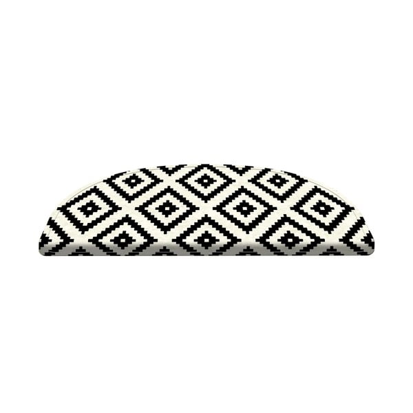 Set od 16 crno-bijelih tepiha za stepenice Vitaus Art, 20 x 65 cm