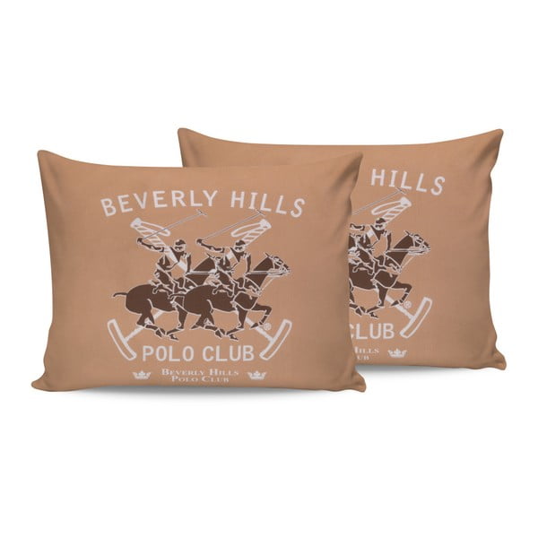 Set od 2 smeđe pamučne jastučnice Beverly Hills Polo Club Marro, 50 x 70 cm