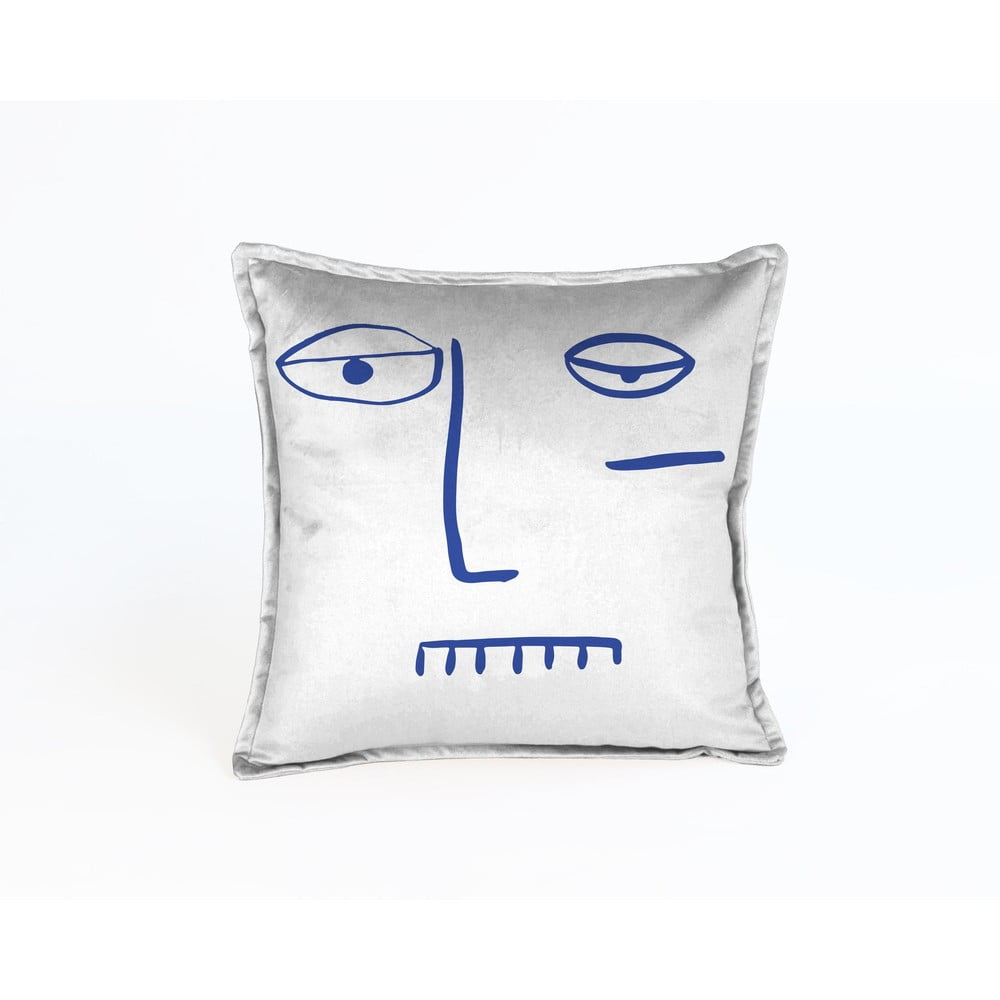 Plavo-sivi jastuk baršun Velvet Atelier Lele, 45 x 45 cm