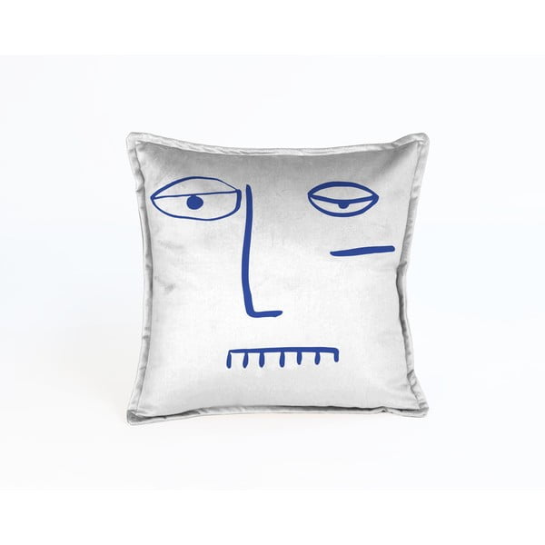 Plavo-sivi jastuk baršun Velvet Atelier Lele, 45 x 45 cm