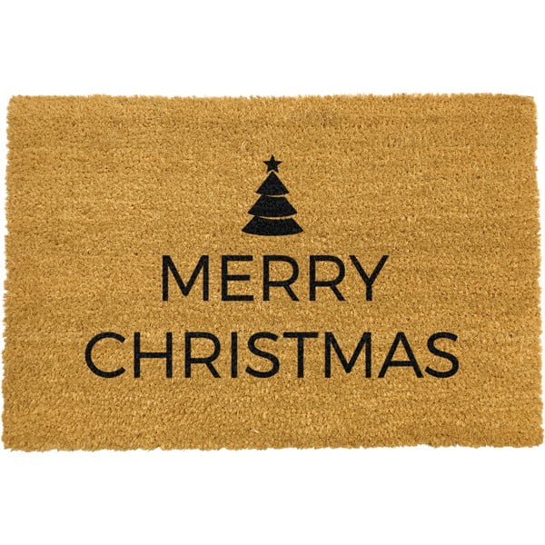 Crni otirač od prirodnih kokosovih vlakana Artsy Doormats Merry Christmas, 40 x 60 cm