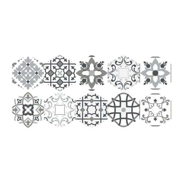 Set od 10 podnih samoljepljivih naljepnica Ambiance Floor Stickers Hexagons Francia, 40 x 90 cm