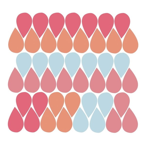 Set od 45 zidnih samoljepljivih naljepnica Pink Drops