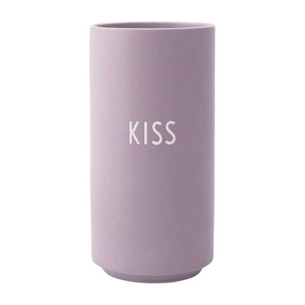 Ljubičasta porculanska vaza Design Letters Kiss, visina 11 cm