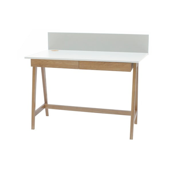 Bijeli radni stol s podnožjem od jasena Ragaba Luka, duljina 110 cm