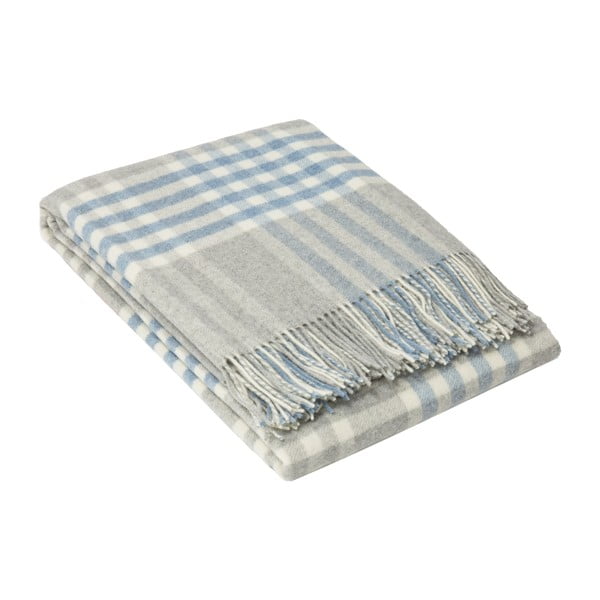 Sivo-plavi prekrivač od vune i kašmira LANZARETTI Deluxe, 140 x 200 cm