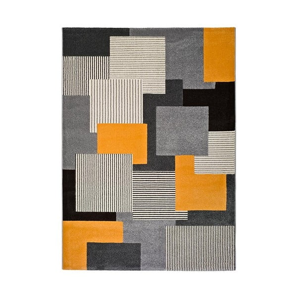 Sivo-narančasti tepih Universal Leo Square, 80 x 150 cm
