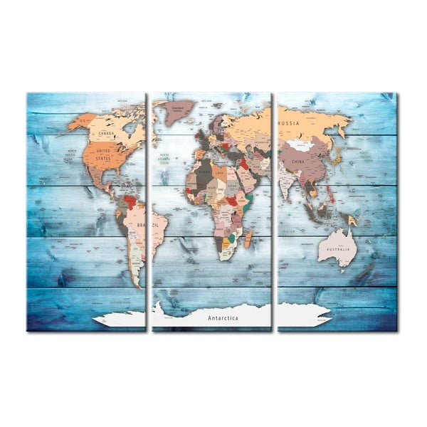 Višedijelna slika karte svijeta Bimago Sapphire Travels, 120 x 80 cm