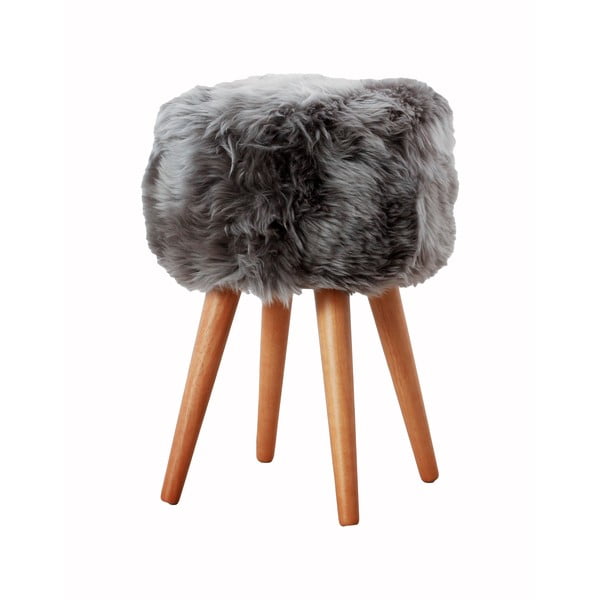 Stolica sa sjedalom od sivog ovčjeg krzna Native Natural, ⌀ 30 cm