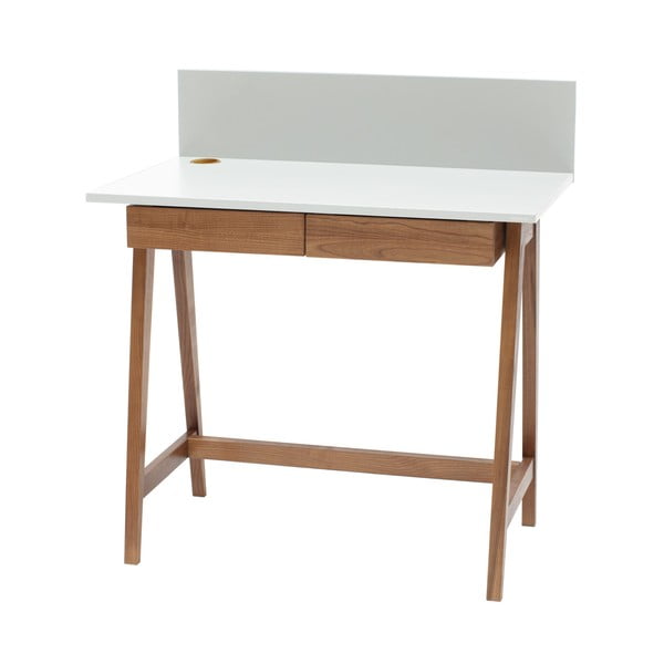 Bijeli radni stol s podnožjem od jasena Ragaba Luka Oak, duljina 85 cm