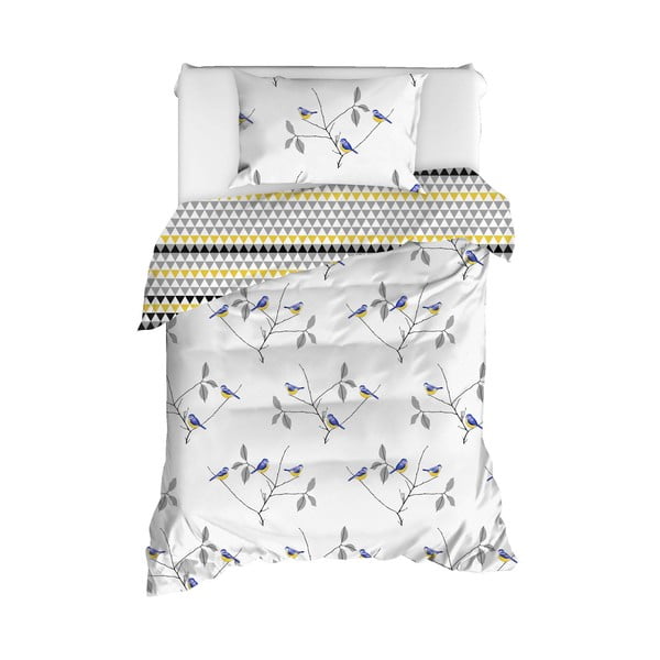 Posteljina za jednostruki krevet od ranforce pamuka Mijolnir Pavlina White, 140 x 200 cm