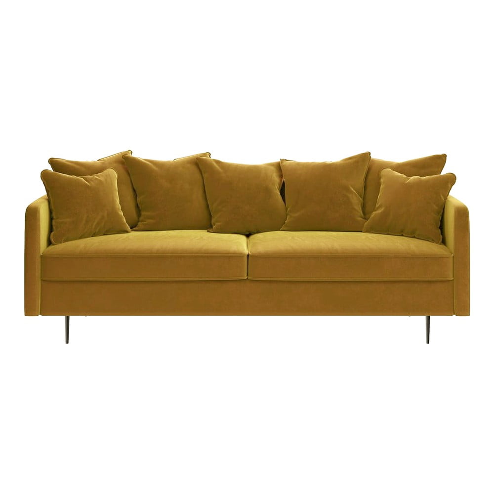 Žuti baršunasti kauč Ghado Esme, 214 cm